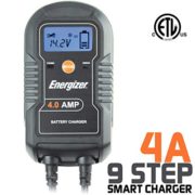 Energizer ENC4A 4 Amp Battery Charger with LCD + Maintainer 6/12V - 9 Step Smart Charging technology will improve your battery's life cycle for Car, RV & Boat