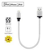 Perfect Size for DJI Inspire 1 Phantom 4 Phantom 3 Remote Control with iPad Air Mini, Cambond Apple MFi Certified 1ft Lightning Cord Nylon Braided for iPhone 7 7 Plus 6 6 plus 5 iPod( Solid Silver )