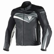 Dainese Veloster Perforated Leather Motorcycle Jacket (EU52/US42, Black/Anthracite/White)