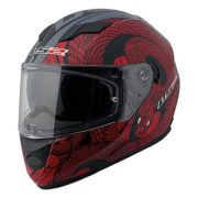 LS2 Stream Snake Full Face Motorcycle Helmet With Sunshield (Red/Black, Large)