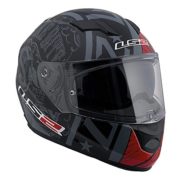 LS2 Stream Snake Full Face Motorcycle Helmet With Sunshield (Red/Black, Large)